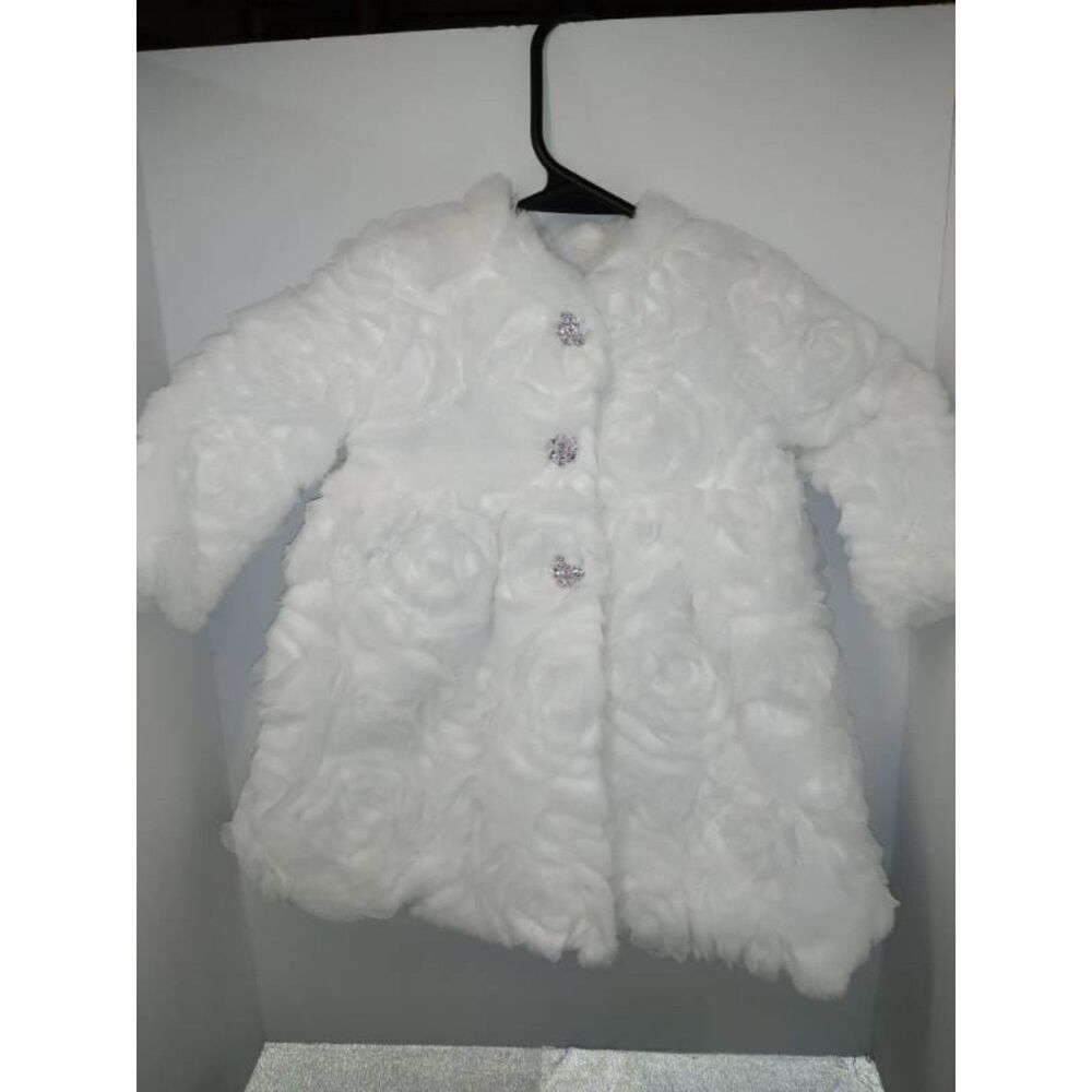 Blueberi Boulevard Girls' White Dressy Button-front coat Size 18 Months
